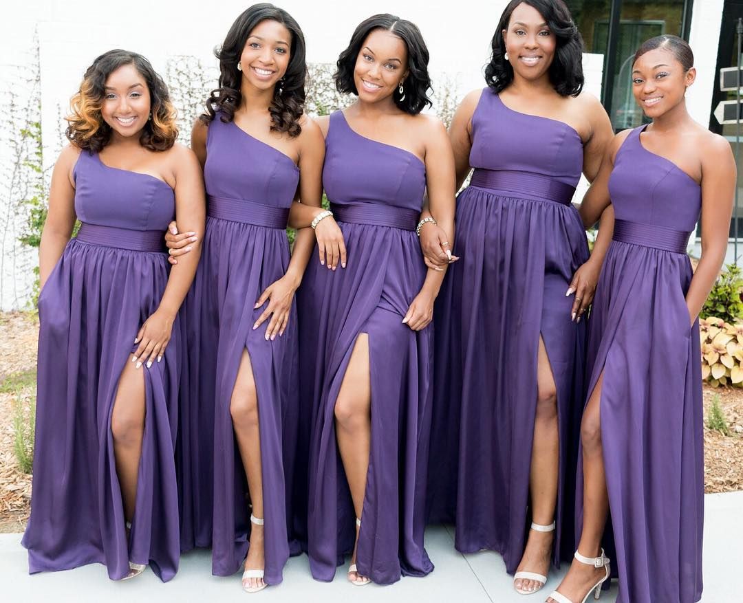 One Shoulder Purple Bridesmaid Dresses Under